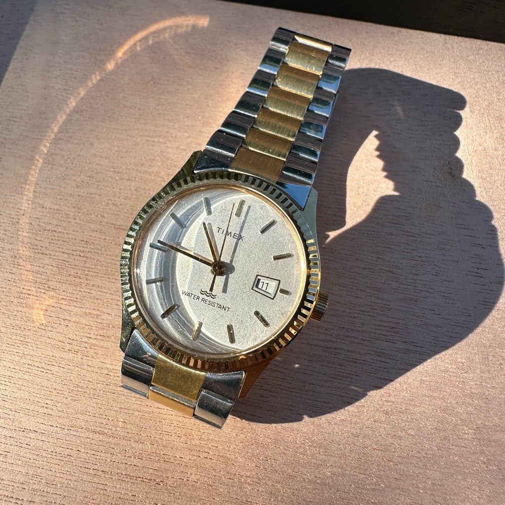 Timex Gold and Silver Watch with Date Display